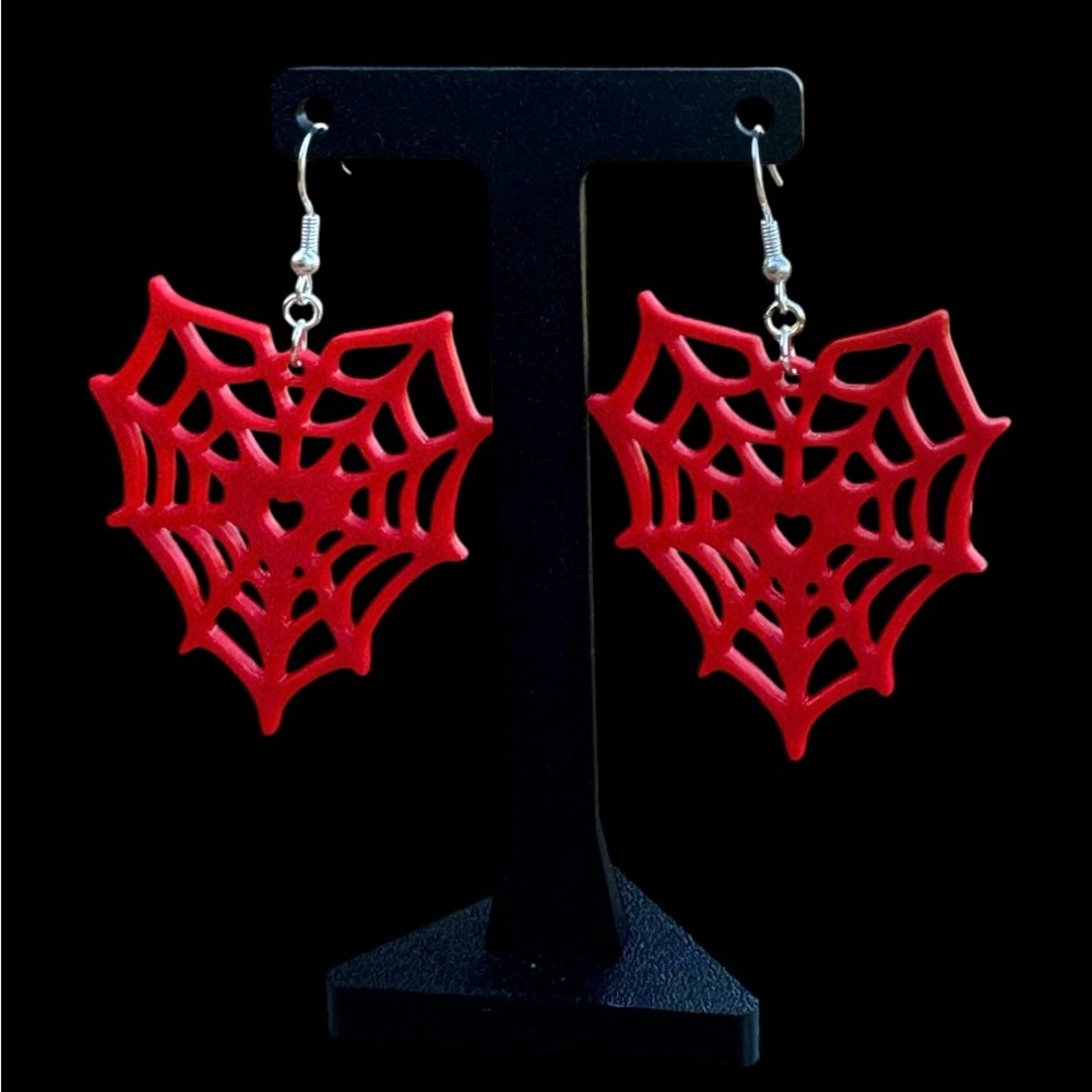Spiderweb heart earrings
